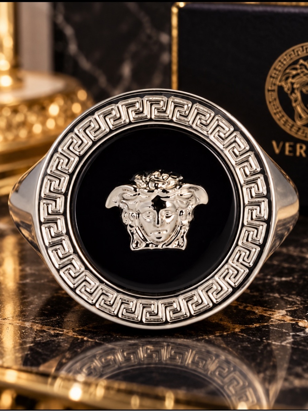 Versace Medusa head ring - silver - size 11 (woman’s 5.5 approximately) w/ box